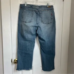7 For All Mankind high rise straight leg cutoff jeans blue denim size 18 thumbnail 3
