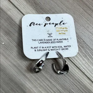 Free people semi hoop faceted earrings silver tone thumbnail 5