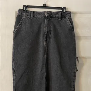 NA-KD Gray Denim Jeans Skirt Maxi length 38” waist 28” brand new two front pocke thumbnail 2