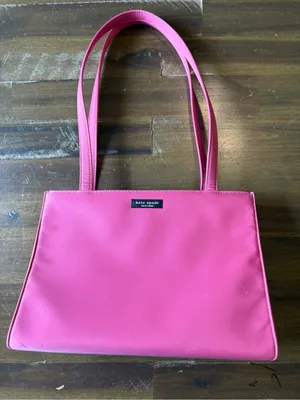 Vintage Kate Spade Pink Nylon Shoulder Bag Icon Sam Barbie Y2K Logo Coquette thumbnail 1