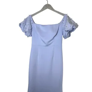 Eliza J Periwinkle Blue Embellished Puff Shoulder Maxi Dress Gown thumbnail 3