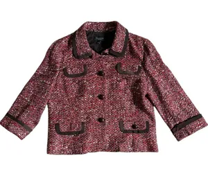 Talbots Blazer Womens Size 14 Red Black Tweed Preppy Old Money Office Casual thumbnail 2