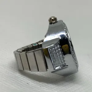 Silver tone Finger Ring Watch Round Quartz watch 22mm quartz adjustable running thumbnail 4