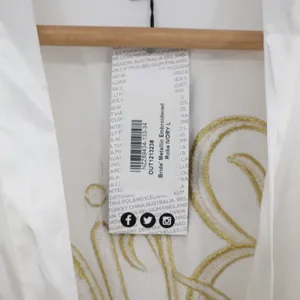 Boohoo Robe Women L Metallic Embroidered Bride Ivory Satin Short New thumbnail 3