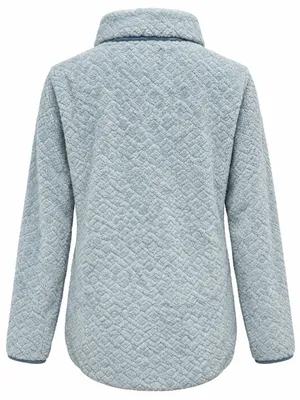 Eddie Bauer Light Blue Sherpa Fleece Snap Neck Pullover Small thumbnail 3