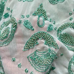 Miss Selfridge Embellished Beaded Sequined Green Sheer Sleeveless Tank Top thumbnail 3