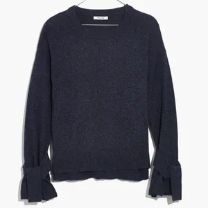 Madewell Marled Baltic Blue Tie Cuff Pullover Sweater Size XXS thumbnail 2