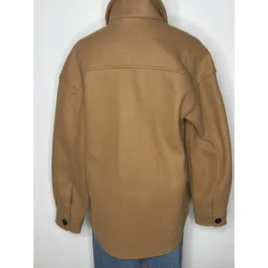 Avec Les Filles Camel Brown Wool Blend Shacket Shirt Jacket Women Small thumbnail 3