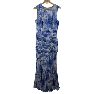 Dress The Population Violetta Maxi Dress XL Blue Floral‎ Pleated Ruched Wedding thumbnail 2