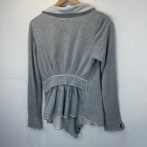 We the Free Free People Ebb and Flow Zip Up Ruffle Sweatshirt size XS Gray thumbnail 4