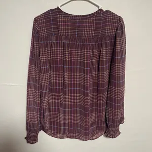 Ann Taylor Burgundy Plaid Blouse thumbnail 5