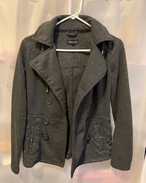 New Look Women's Gray Hooded Coat Jacket Size Small thumbnail 1