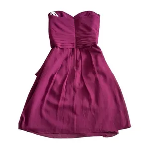 Davids Bridal Strapless Chiffon Ruffle Cocktail Dress Sangria Purple Size 4 thumbnail 3
