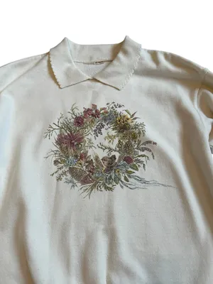 Vintage Northern Reflections Cream Grandma Collared Sweatshirt Cottagecore 90s thumbnail 4