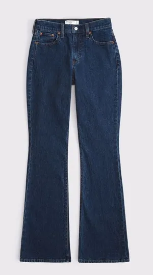 Abercrombie & Fitch Women’s High Rise Boot Cut Jeans in Dark Blue 30 thumbnail 1