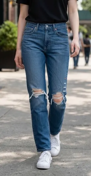Levi’s Low Pro Straight Jeans Women’s Size 25 Mid Rise Distressed Blue Denim NWT thumbnail 1