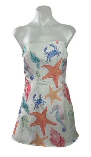 Cider Under The Sea Aquatic Strapless Tube Bandeau A Line Mini Dress Size XS thumbnail 1
