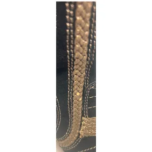 Mojo Moxy Black Suede Leather Mid Calf Tan Embroidered Decorative Panels Size 7W thumbnail 10