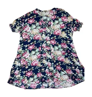 Umgee multicolor floral‎ tunic lightweight flowy sz L thumbnail 1