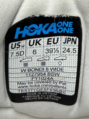 Hoka One One Bondi 8 Women’s Wide Sneakers Blanc De Blanc/Swim Day Size 7.5D thumbnail 3