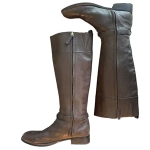 Tory Burch Marlene Dark Brown Tumbled Leather Riding Boots 8.5 thumbnail 5