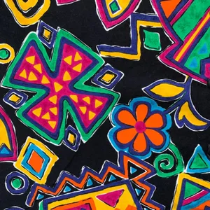 Vintage‎ Shirt Black Rainbow Floral Abstract Art Button Up Unisex Maximalist thumbnail 8