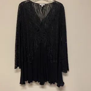 JODIFL Long Bell Sleeve Black Lace Tunic thumbnail 14