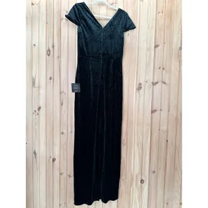 NWT Lulus Feeling Flawless Emerald Green Velvet V-Neck Maxi Dress Banquet Sz L thumbnail 4