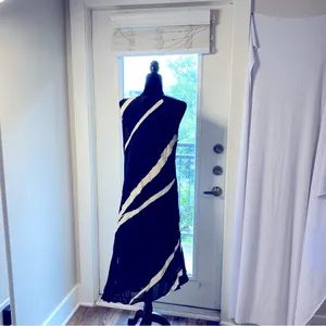 DINAH LEE Vtg Asymmetric Black Sleeveless Abstract Lined Dinner Dress Preowned thumbnail 5