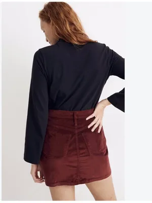 (E-574) Madewell Burgundy Corduroy Zip Mini Skirt thumbnail 5