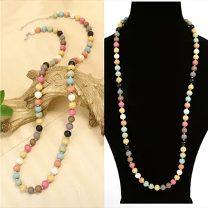 Bohemian Style Colorful Wooden Beads Necklace Macaron‎ Color 16in Sweater Chain thumbnail 7