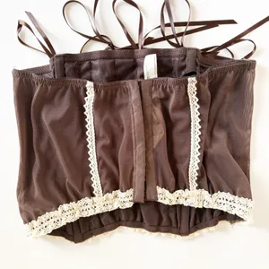 Urban Outfitters Women Mandy Lace Up Brown Satin Coquette Ren Faire Corset Top M thumbnail 9