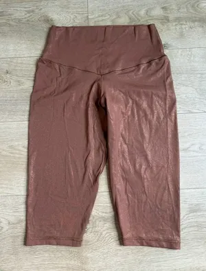 EUC Offline by Aerie brown shimmery sparkle CROP 14" inseam Bikers Shorts size L thumbnail 1