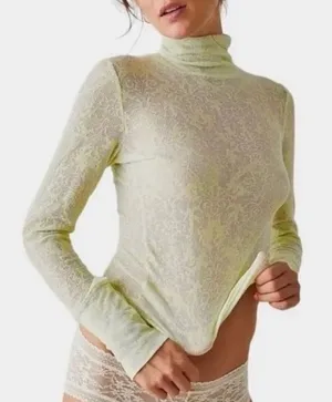 NWOT Free People You and I Long Sleeve in Lime Green thumbnail 1
