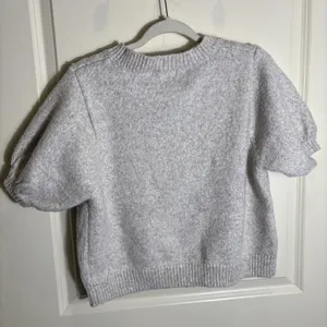 Zenana Womens Medium‎ Short Sleeve Sweater Cream Knit Crewneck Soft Casual Top thumbnail 7