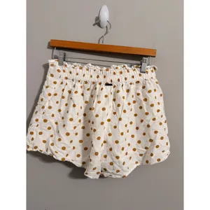 Billabong Polka Dot Shorts Womens Large White Mustard Paperbag Waist Tie Front thumbnail 5