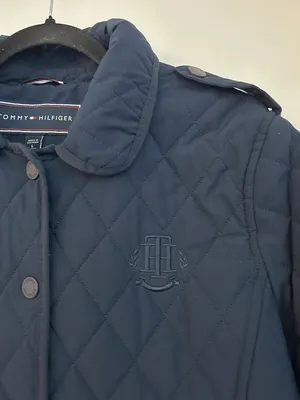 Tommy Hilfiger Women Quilted Button Down Water Resistant Jacket Navy Blue Size L thumbnail 7