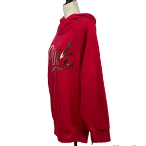 Victoria's Secret PINK Red Sequin hoodie Size M thumbnail 4