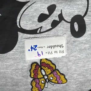 Disney Mickey Mouse Graphic Tee Grey Embroidered‎ Flowers Butterflies Women's XS thumbnail 3