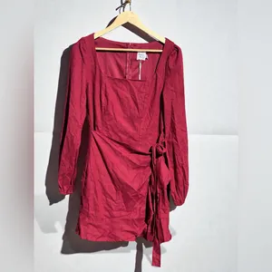 Princess Polly The Villa Mini Dress In Burgundy Size 6 thumbnail 2