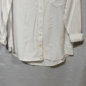 Gap The Easy Shirt Womens Medium Optic White Linen Blend Button Down Long Sleeve thumbnail 4