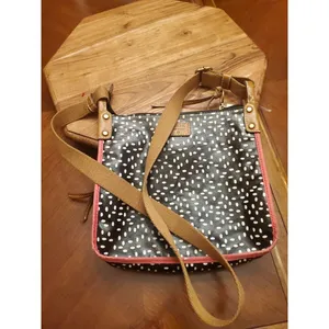 Fossil Keyper Coated Canvas Black & White Polka Dot Crossbody Purse Shoulder Bag thumbnail 4