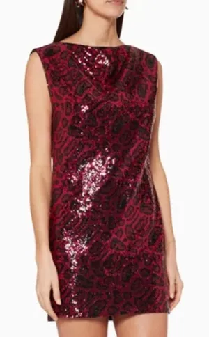 RtA Road to Awe Stevie Sequin Animal Print Sheath Mini Dress Pink Black Size XS thumbnail 1