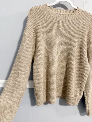Abercrombie & Fitch Oversized Crewneck Sweater in Oatmeal thumbnail 3
