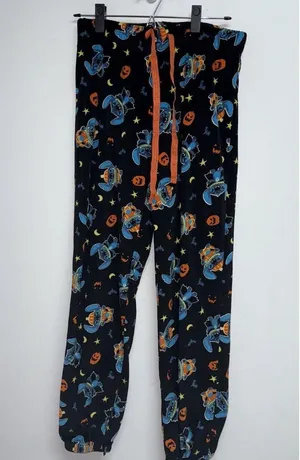 Disney Stitch Pajama Pants Womens Medium Lounge Jogger PJ Black Halloween thumbnail 8