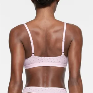 NEW SKIMS‎ PINK FLORAL SCOOP NECK BRALETTE Size L thumbnail 12