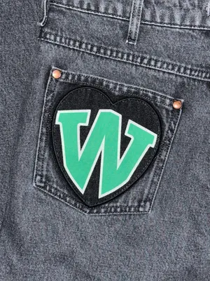 Wrangler Womens Heart Patch Wanderer Flare Jeans High Rise Black 28 x 34 Western thumbnail 7