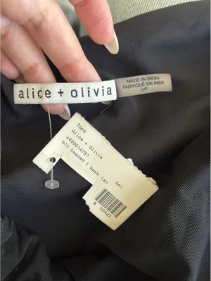Alice + Olivia Black Beaded Mesh T-Back Tank Top Blouse Size Small thumbnail 3