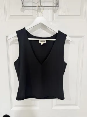 Open Edit 2 Pack V Neck Layering Tank Tops Black Ivory Capsule Wardrobe thumbnail 6