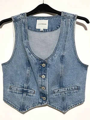 Lucky Brand Denim Vest Size Small thumbnail 1